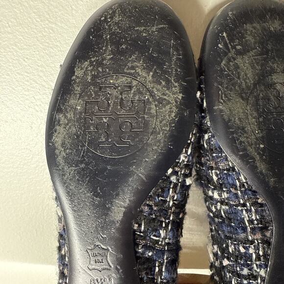 TORY BURCH Serena Reva Rare Navy White Boucle Tweed Ballet Flat Sz 8.5 $225‎ - Picture 11 of 13